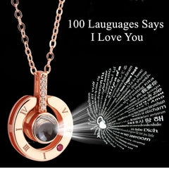 100 Language I Love You Projection Necklace (Valentines Day, Birthday Gifts)