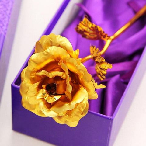 24k Gold Foil Plated Rose (Valentines Day, Birthday, Wedding Gift For Lovers)