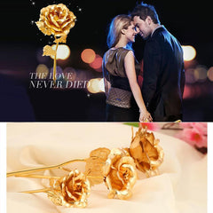 Valentines Day 24k Gold Foil Plated Rose (Valentines Day, Birthday, Wedding Gift For Lovers)
