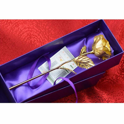24k Gold Foil Plated Rose (Valentines Day, Birthday, Wedding Gift For Lovers)