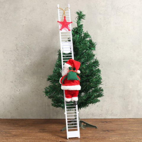 Animated Santa Claus Climbing Ladder Or Pearl Beads Christmas Tree Decor