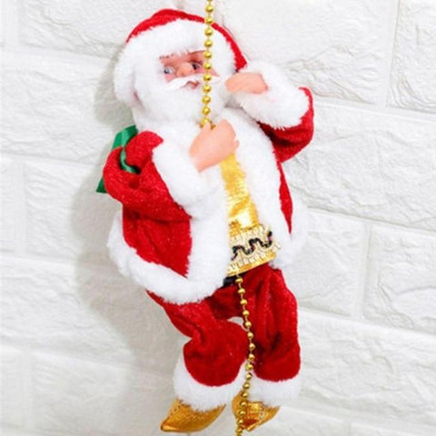 Animated Santa Claus Climbing Ladder Or Pearl Beads Christmas Tree Decor