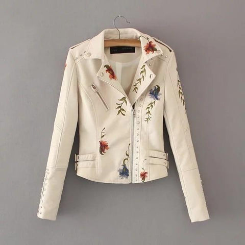Bianca Women Embroided Leather Jacket