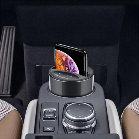 Car Wireless Charger Cup with USB Output (iPhoneXS MAX/XR/X/8 SAMSUNG Galaxy S9/S8/S7/S6/Note8/Note5 edge for PIXEL 3XL)