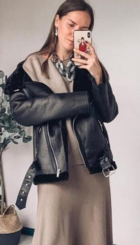 Gianna Women Sheepskin Fur Leather Coat