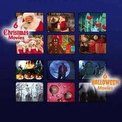 Christmas Holiday Window Scene Animation Projector - 6 Christmas Movies + 6 Halloween Movies
