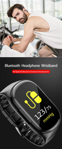 IHealth Beatz Sports Smart Watch With Bluetooth Earphone Earbuds Heart Rate Blood Pressure Monitor Wristband Long Time Standby Wireless Earbud
