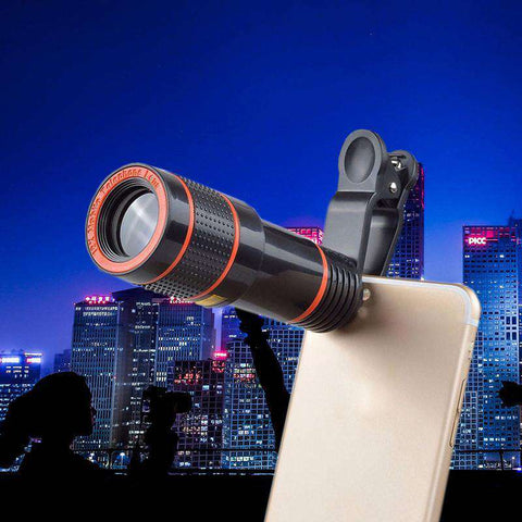 Portable Clip-on 12x Zoom Mobile Phone Telescope Lens HD Telescope Camera Lens For Universal Mobile Phone For Iphone Samsung