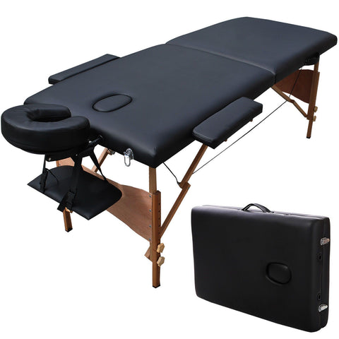 Portable Massage Table Facial SPA Bed W/Free Carry Case Black Goplus 84"