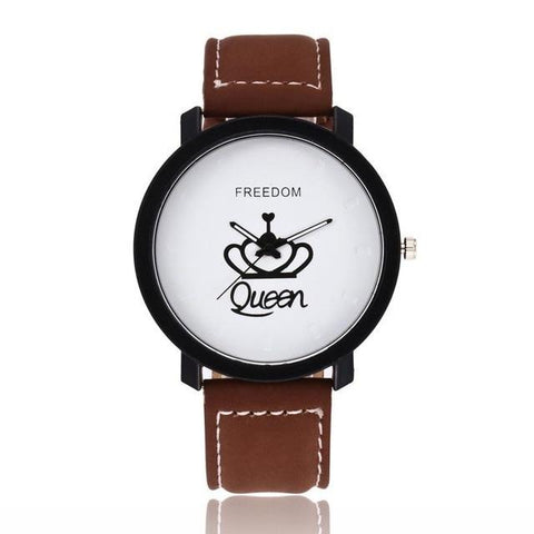 Relogio Couples Watch King & Queen Leather Watch