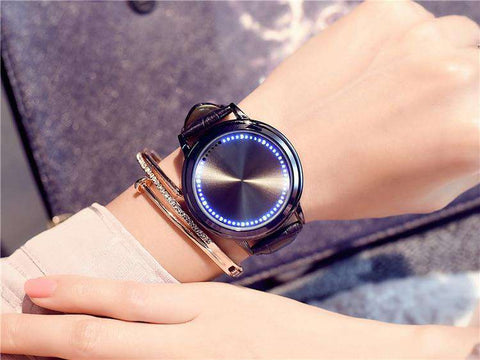 Unisex Minimalist Leather LED Watch