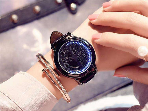Unisex Minimalist Leather LED Watch
